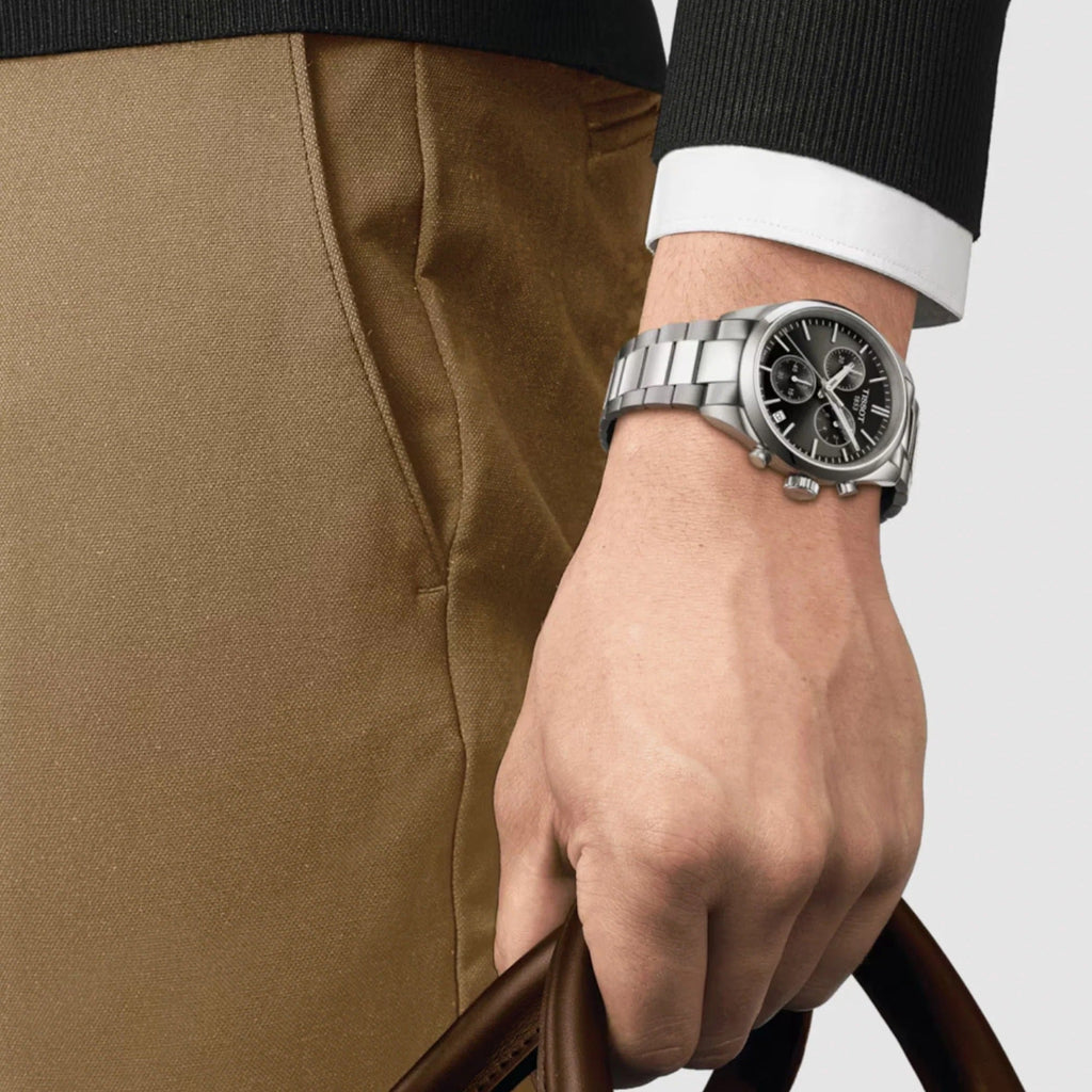 Tissot PR 100 Chronograph Green Dial Silver Steel Strap Watch for Men - T150.417.11.091.00