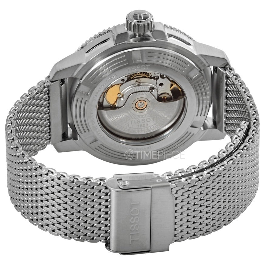 Tissot Seastar 1000 Powermatic 80 Automatic Green Dial Silver Mesh Strap Watch for Men - T120.407.11.091.00