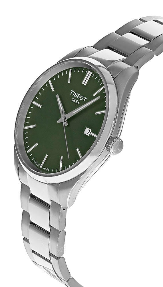 Tissot PR 100 Green Dial Silver Steel Strap Watch for Men - T150.410.11.091.00
