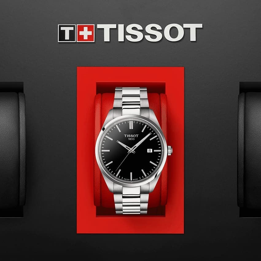 Tissot PR 100 Black Dial Silver Steel Strap Watch for Men - T150.410.11.051.00