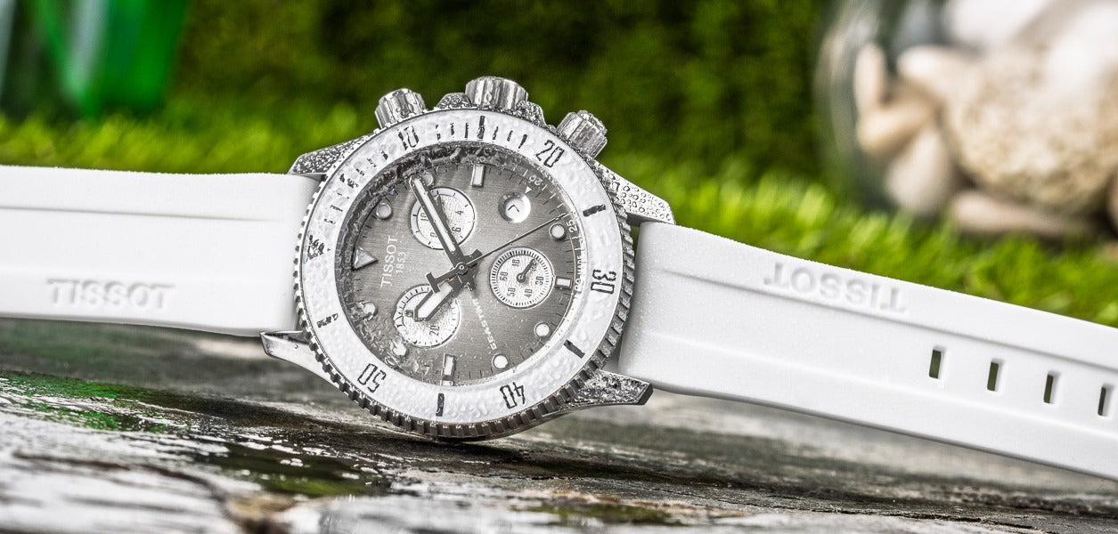 Tissot Seastar 1000 Chronograph Grey Dial White Rubber Strap Watch for Men - T120.217.17.011.00