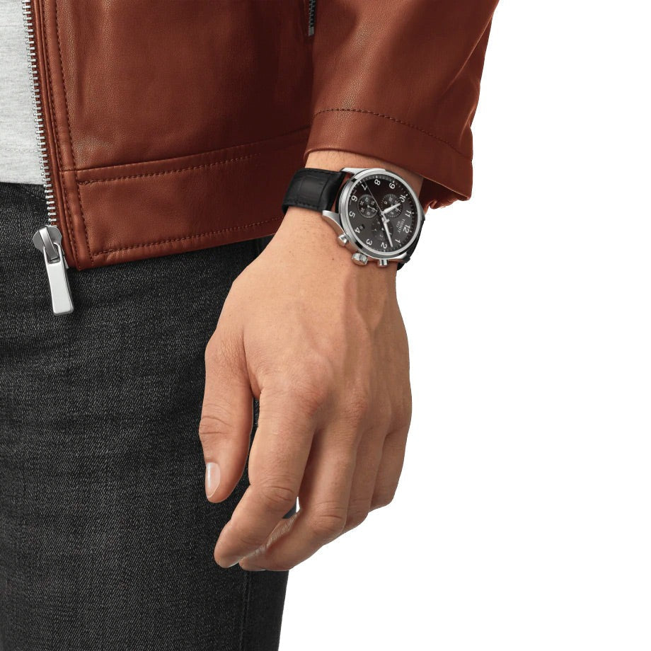 Tissot T-Sport Gent XL Black Dial Black Leather Strap Watch for Men - T116.410.16.057.00