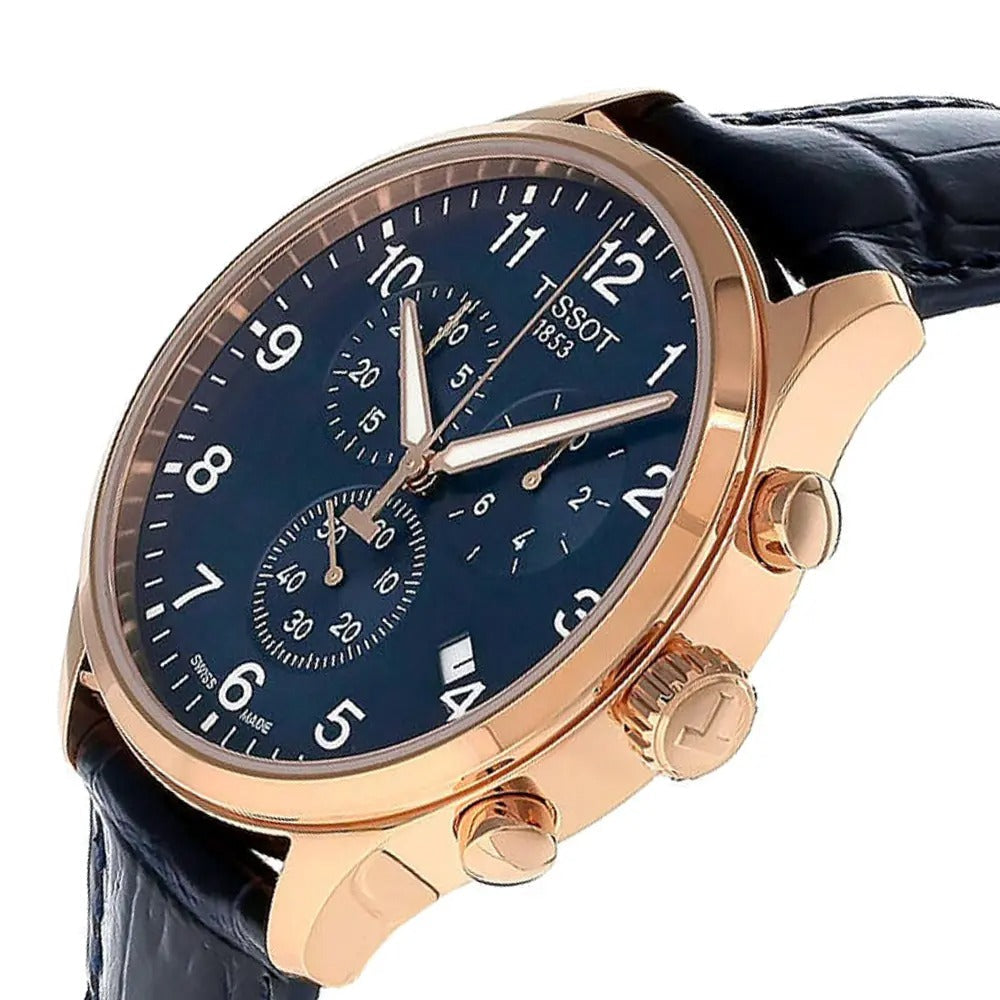 Tissot T-Sport Chrono XL Blue Dial Blue Leather Strap Watch for Men - T116.617.36.042.00