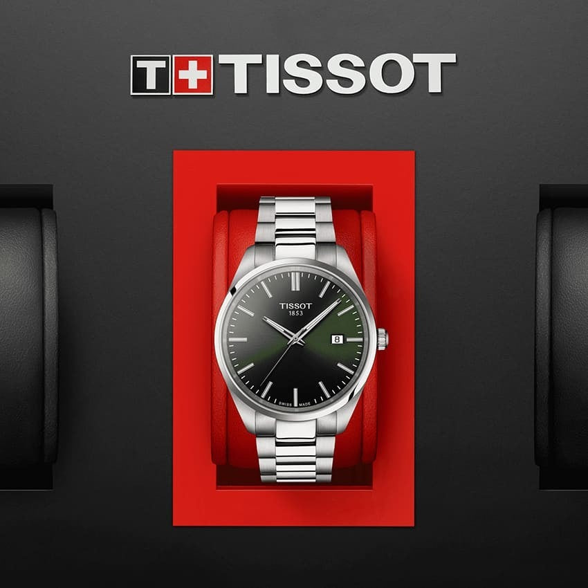 Tissot PR 100 Green Dial Silver Steel Strap Watch for Men - T150.410.11.091.00