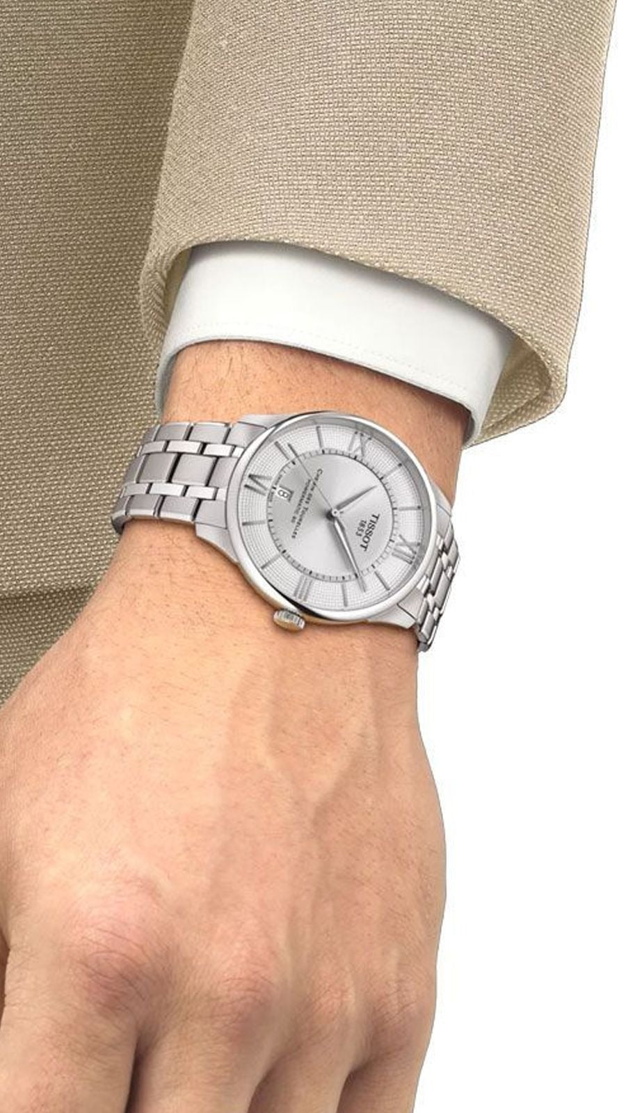 Tissot Chemin Des Tourelles Powermatic 80 Silver Dial Silver Steel Strap Watch for Men - T139.407.11.038.00