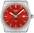 Tissot PRX Quartz Red Dial Silver Steel Strap Watch for Men - T137.410.11.421.00