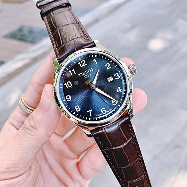 Tissot T-Sport Gent XL Blue Dial Brown Leather Strap Watch for Men - T116.410.16.047.00