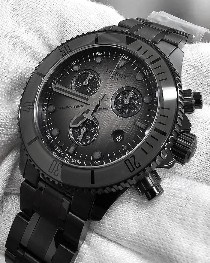 Tissot Seastar 1000 Chronograph Black Dial Black Steel Strap Watch for Men - T120.217.33.061.00