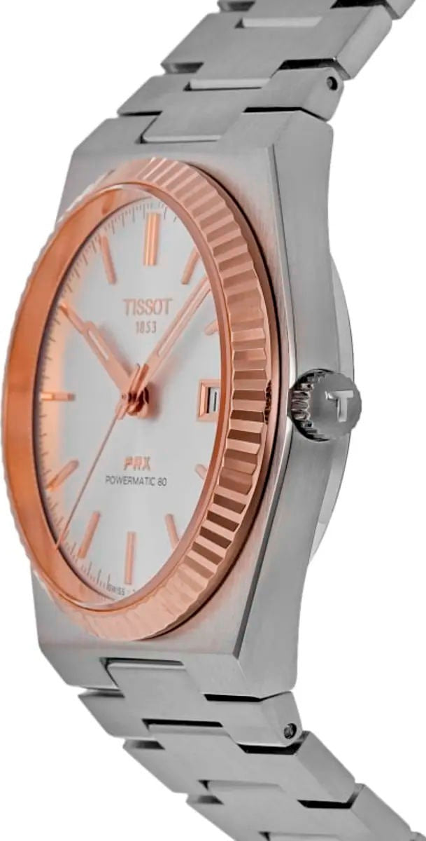 Tissot PRX Powermatic 80 18K Silver Dial Silver Steel Strap Watch for Men - T931.407.41.031.00
