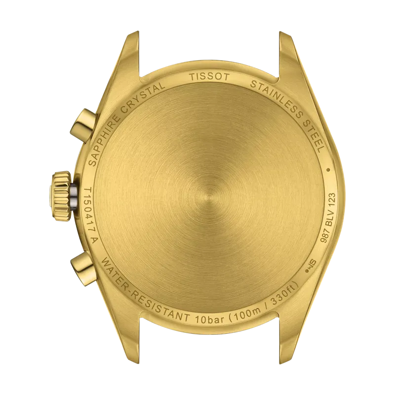 Tissot PR 100 Chronograph White Dial Gold Steel Strap Watch for Men - T150.417.33.031.00