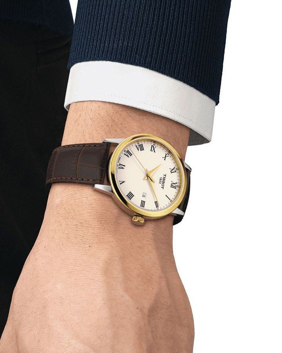 Tissot Classic Dream Ivory Dial Brown Leather Strap Watch for Men - T129.410.26.263.00