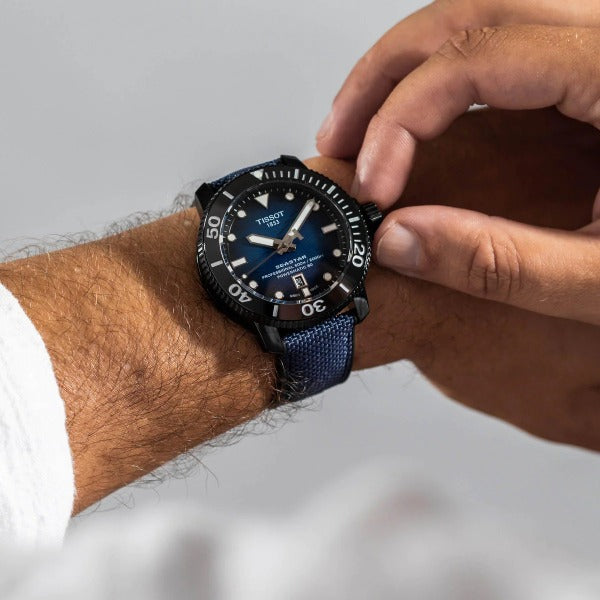 Tissot Seastar 2000 Professional Powermatic 80 Blue Dial Blue Nylon Strap Watch for Men - T120.607.37.041.00