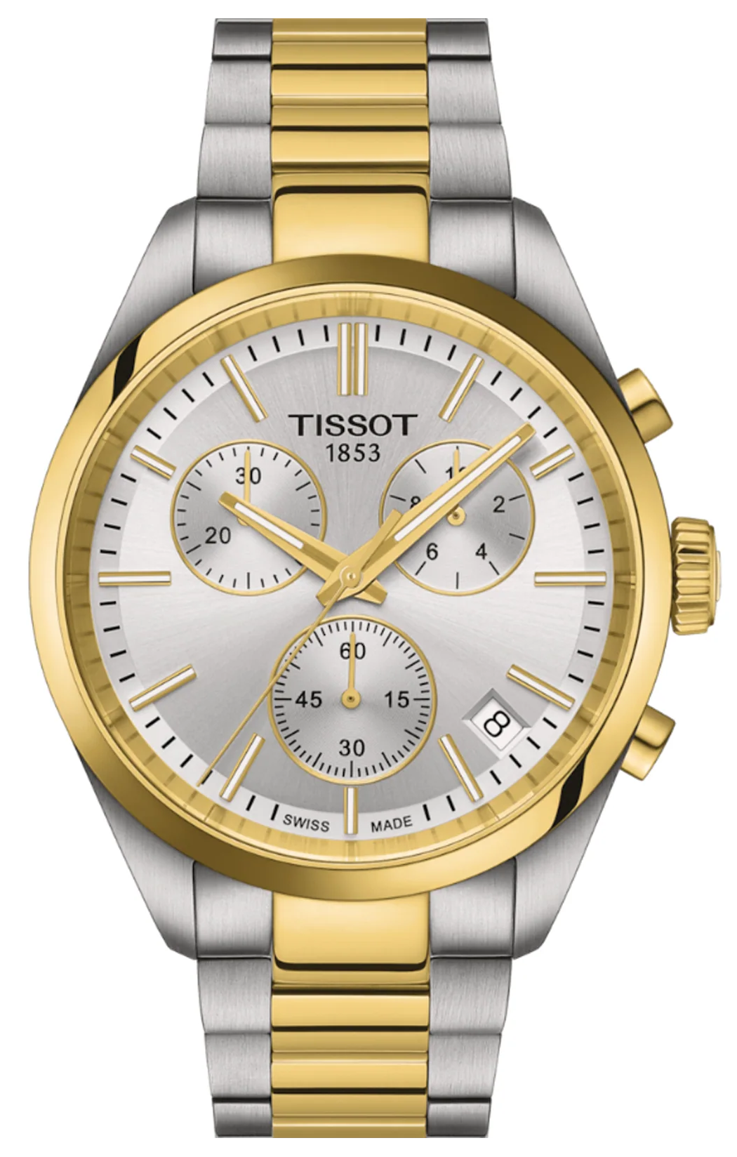 Tissot PR 100 Chronograph Silver Dial Two Tone Steel Strap Watch for Men - T150.417.22.031.00