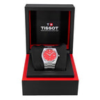 Tissot PRX Quartz Red Dial Silver Steel Strap Watch for Men - T137.410.11.421.00