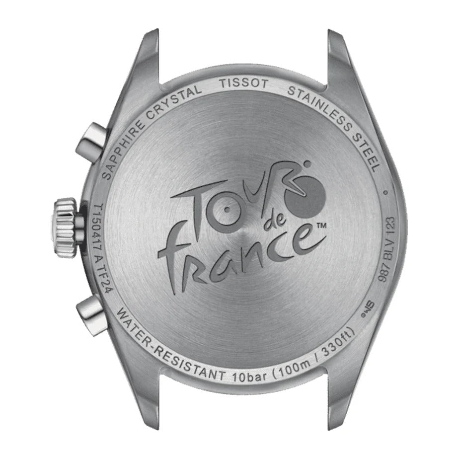 Tissot PR 100 Tour De France Chronograph Black Dial Silver Steel Strap Watch for Men - T150.417.11.051.00