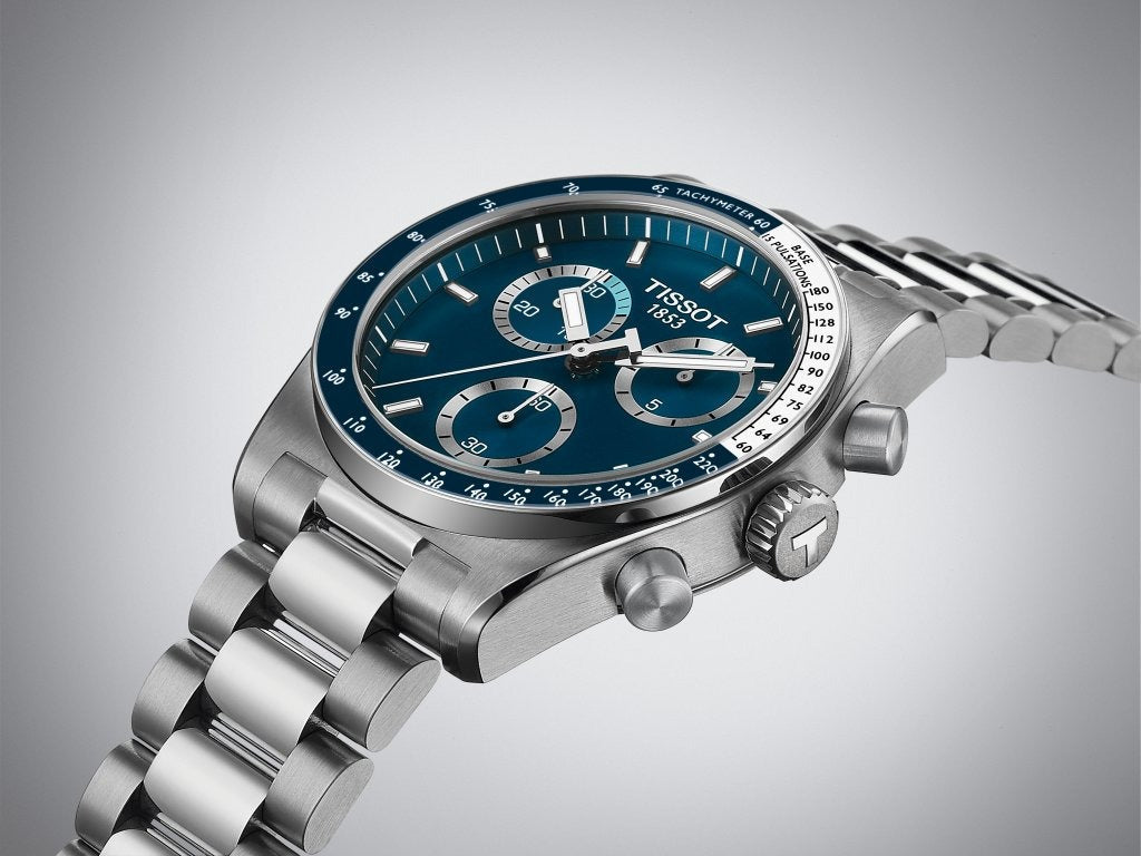 Tissot PR516 Chronograph Blue Dial Silver Steel Strap Watch for Men - T149.417.11.041.00