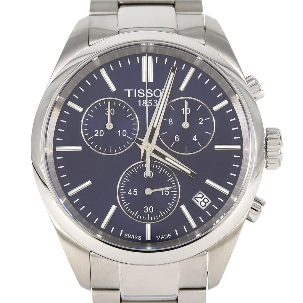 Tissot PR 100 Chronograph Blue Dial Silver Steel Strap Watch for Men - T150.417.11.041.00
