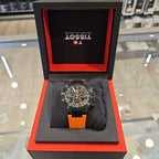 Tissot T Race Chronograph Black Dial Orange Rubber Strap Watch for Men - T141.417.37.051.02