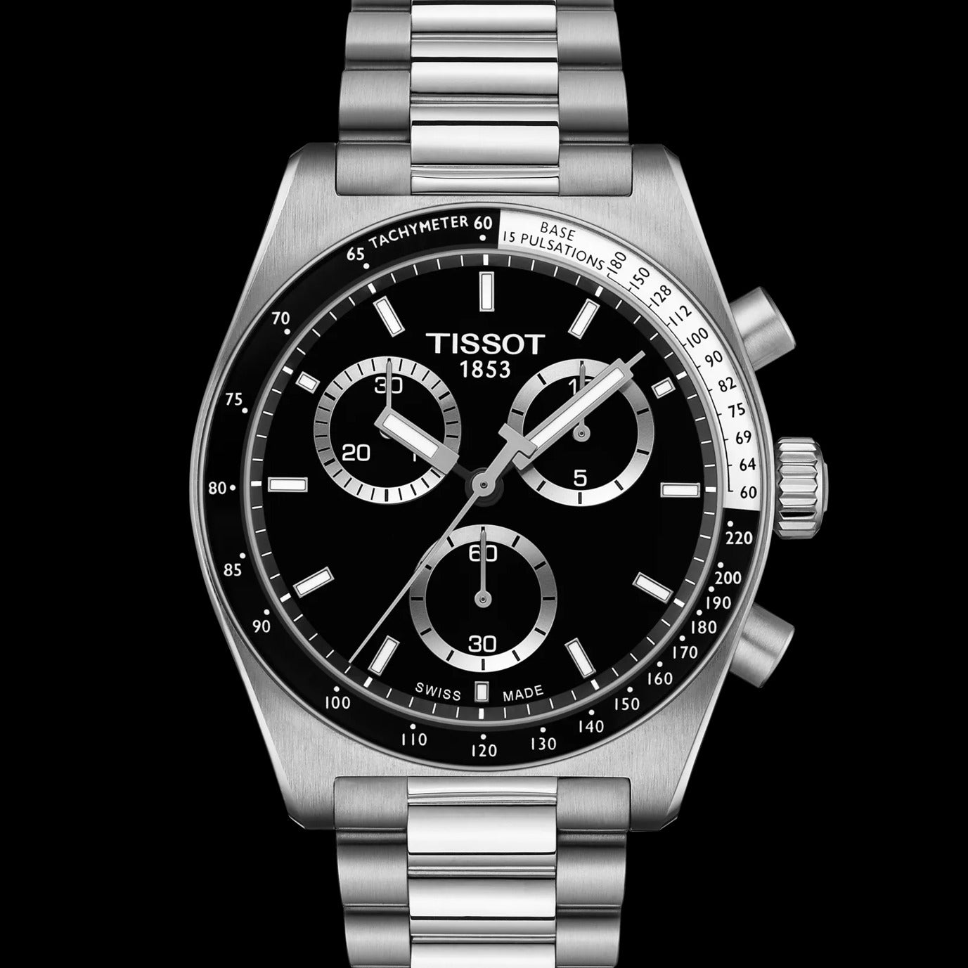Tissot PR516 Chronograph Black Dial Silver Steel Strap Watch for Men - T149.417.11.051.00