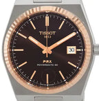 Tissot PRX Powermatic 80 18K Gold Brown Dial Silver Steel Strap Watch for Men - T931.407.41.291.00