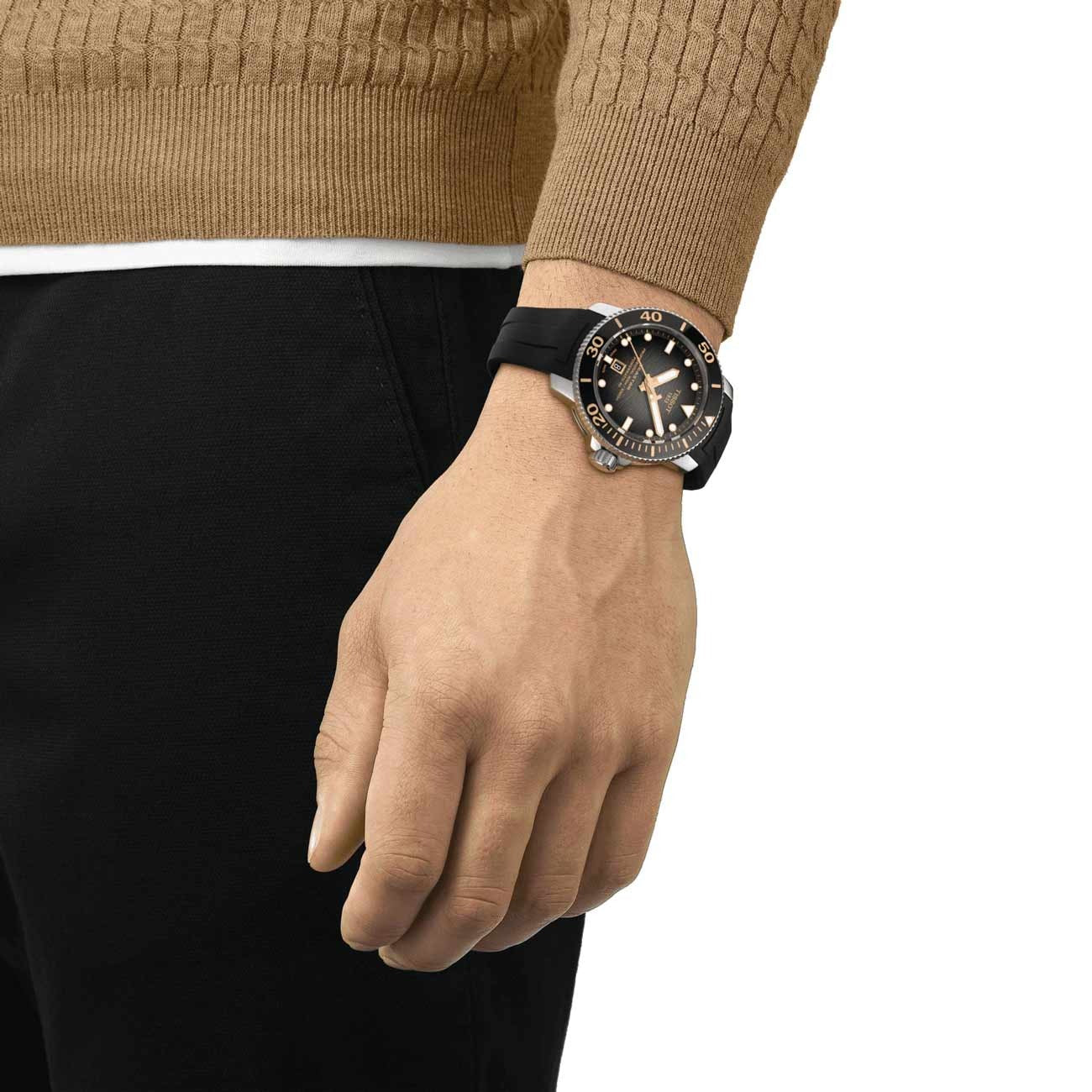 Tissot Seastar 2000 Professional Powermatic 80 Black Dial Black Rubber Strap Watch for Men - T120.607.17.441.00