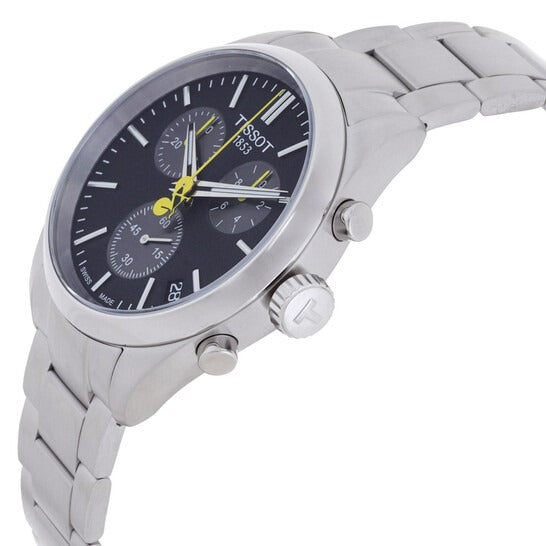 Tissot PR 100 Tour De France Chronograph Black Dial Silver Steel Strap Watch for Men - T150.417.11.051.00