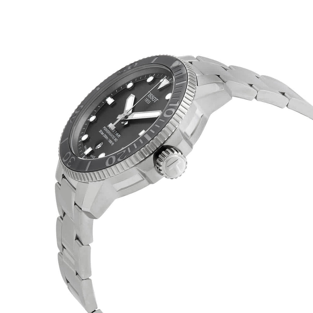 Tissot Seastar 1000 Powermatic 80 Grey Dial Silver Steel Strap Watch for Men - T120.407.11.081.01