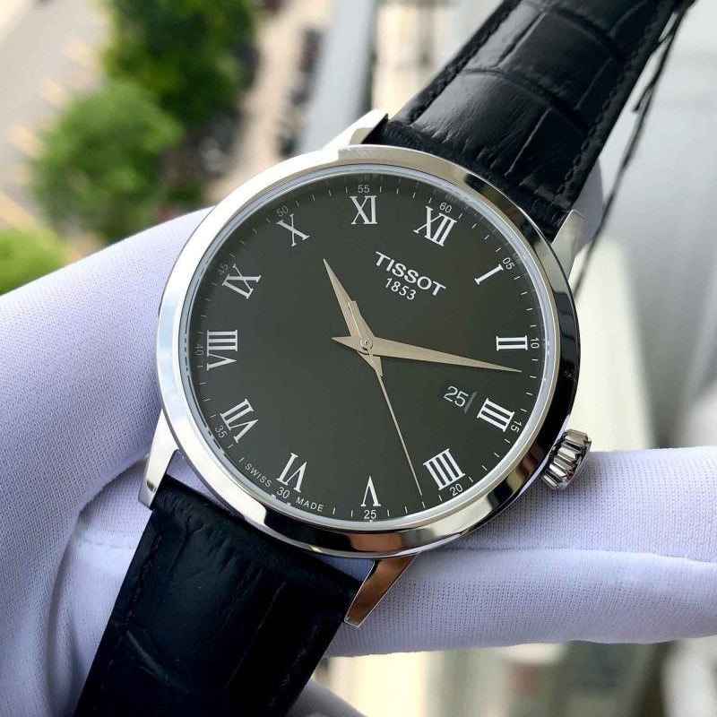 Tissot T Classic Dream Quartz Black Dial Black Leather Strap Watch for Men - T129.410.16.053.00