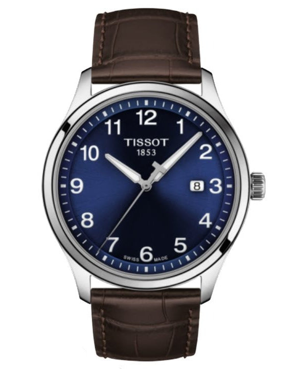 Tissot T-Sport Gent XL Blue Dial Brown Leather Strap Watch for Men - T116.410.16.047.00