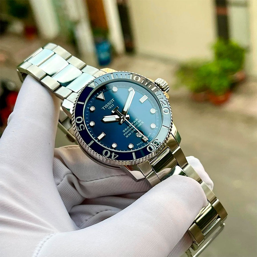 Tissot Seastar 1000 Powermatic 80 Blue Dial Silver Steel Strap Watch for Men - T120.407.11.041.03