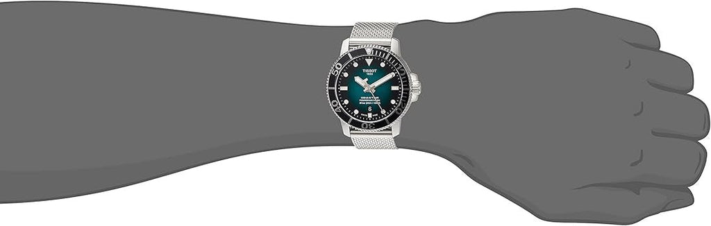 Tissot Seastar 1000 Powermatic 80 Automatic Green Dial Silver Mesh Strap Watch for Men - T120.407.11.091.00