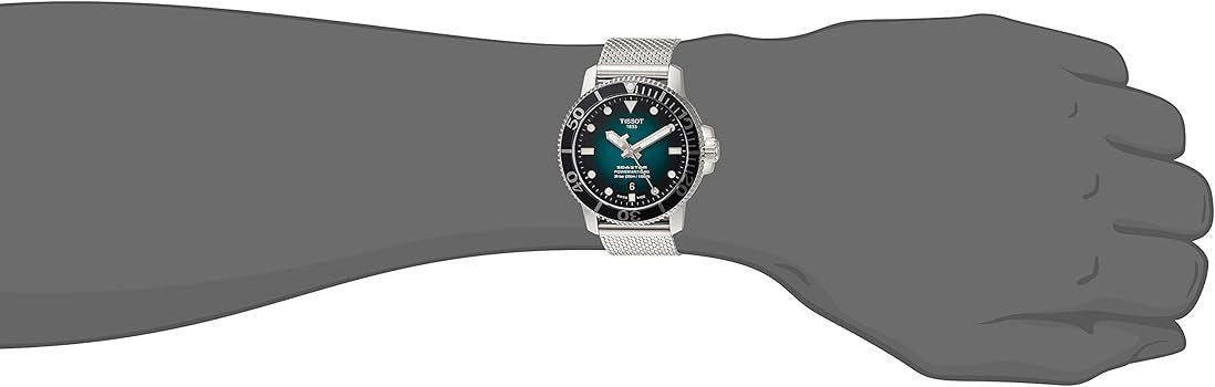 Tissot Seastar 1000 Powermatic 80 Automatic Green Dial Silver Mesh Strap Watch for Men - T120.407.11.091.00