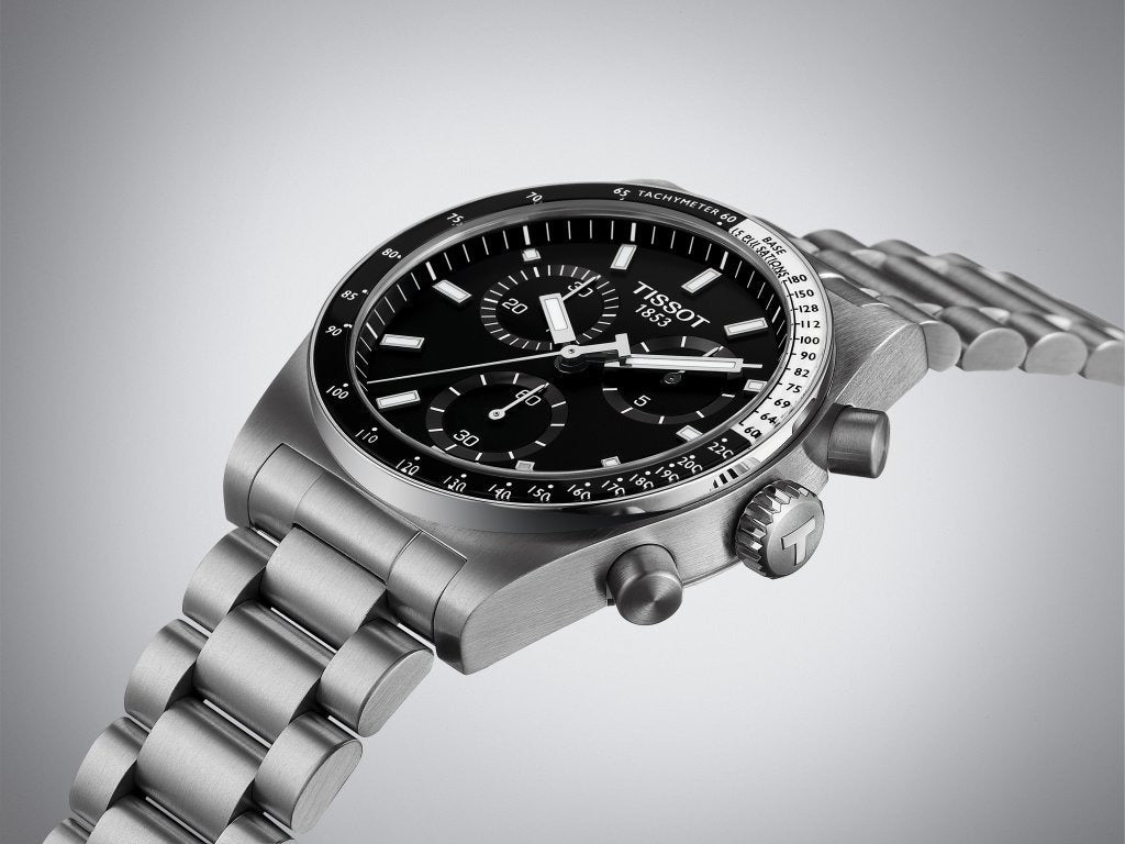 Tissot PR516 Chronograph Black Dial Silver Steel Strap Watch for Men - T149.417.11.051.00