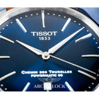 Tissot Chemin des Tourelles Automatic Powermatic 80 Blue Dial Brown Leather Strap Watch for Men - T139.407.16.041.00