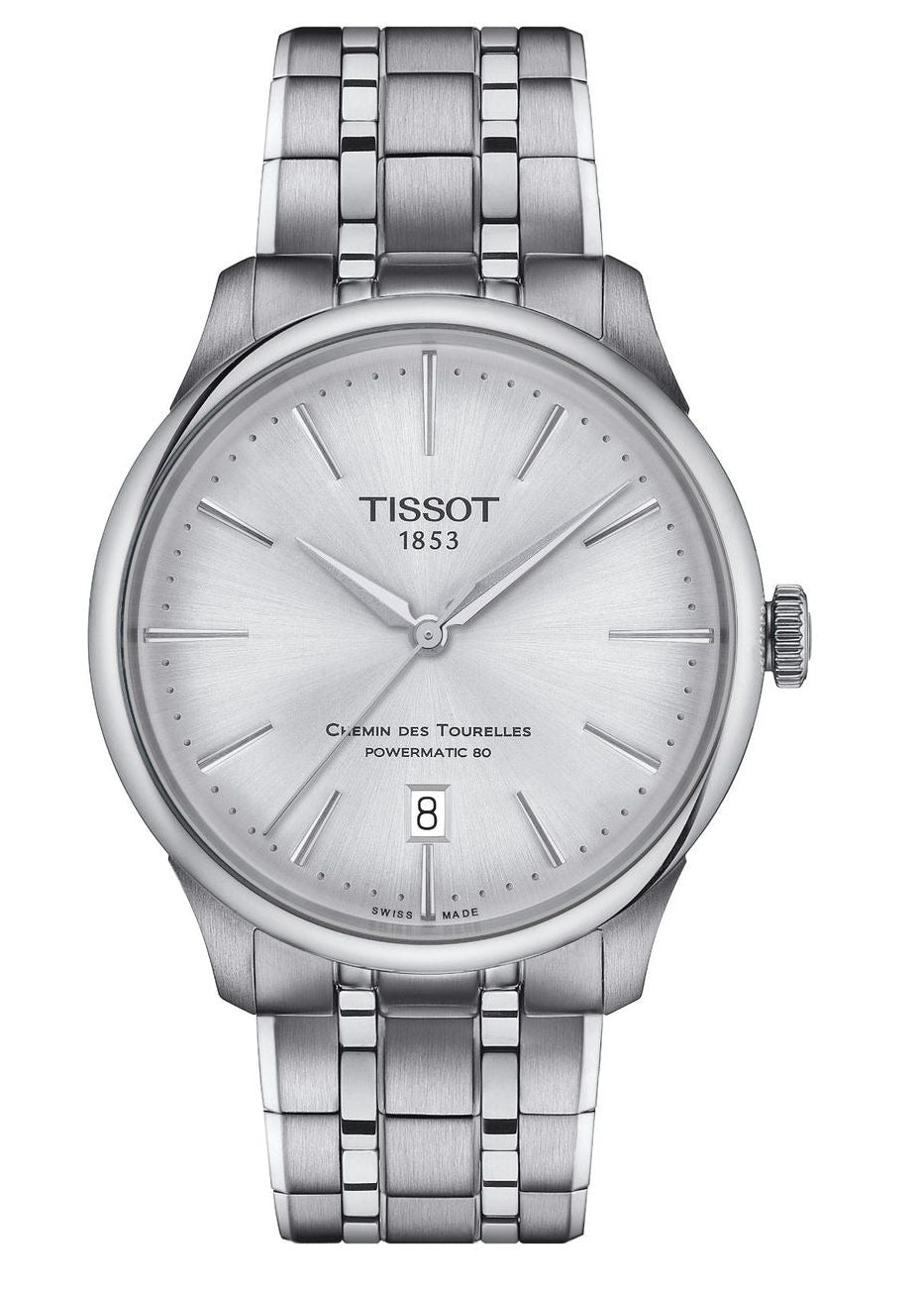 Tissot Chemin Des Tourelles Powermatic 80 Silver Dial Silver Steel Strap Watch for Men - T139.407.11.038.00