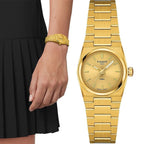 Tissot PRX 25mm Gold DIal Gold Steel Strap Watch for Women - T137.010.33.021.00