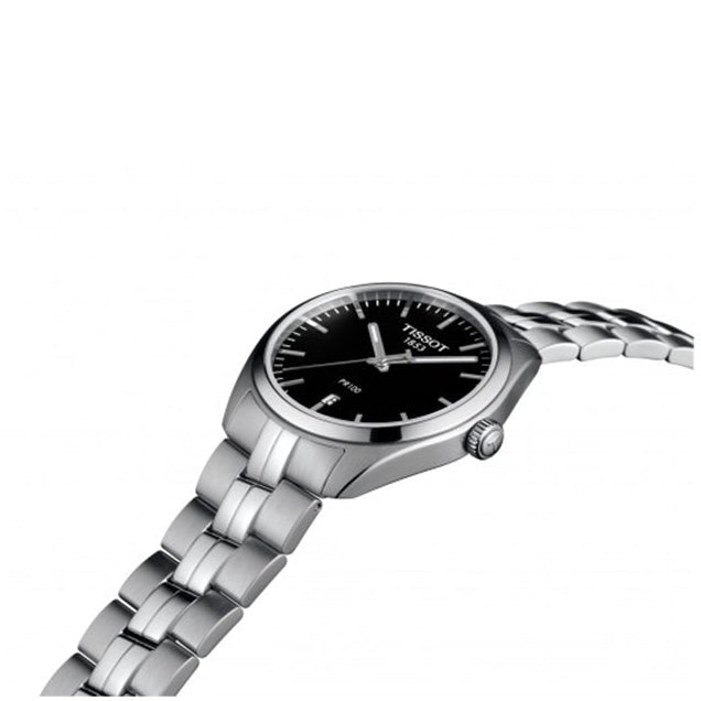Tissot PR 100 Black Dial Silver Steel Strap Watch for Men - T150.410.11.051.00