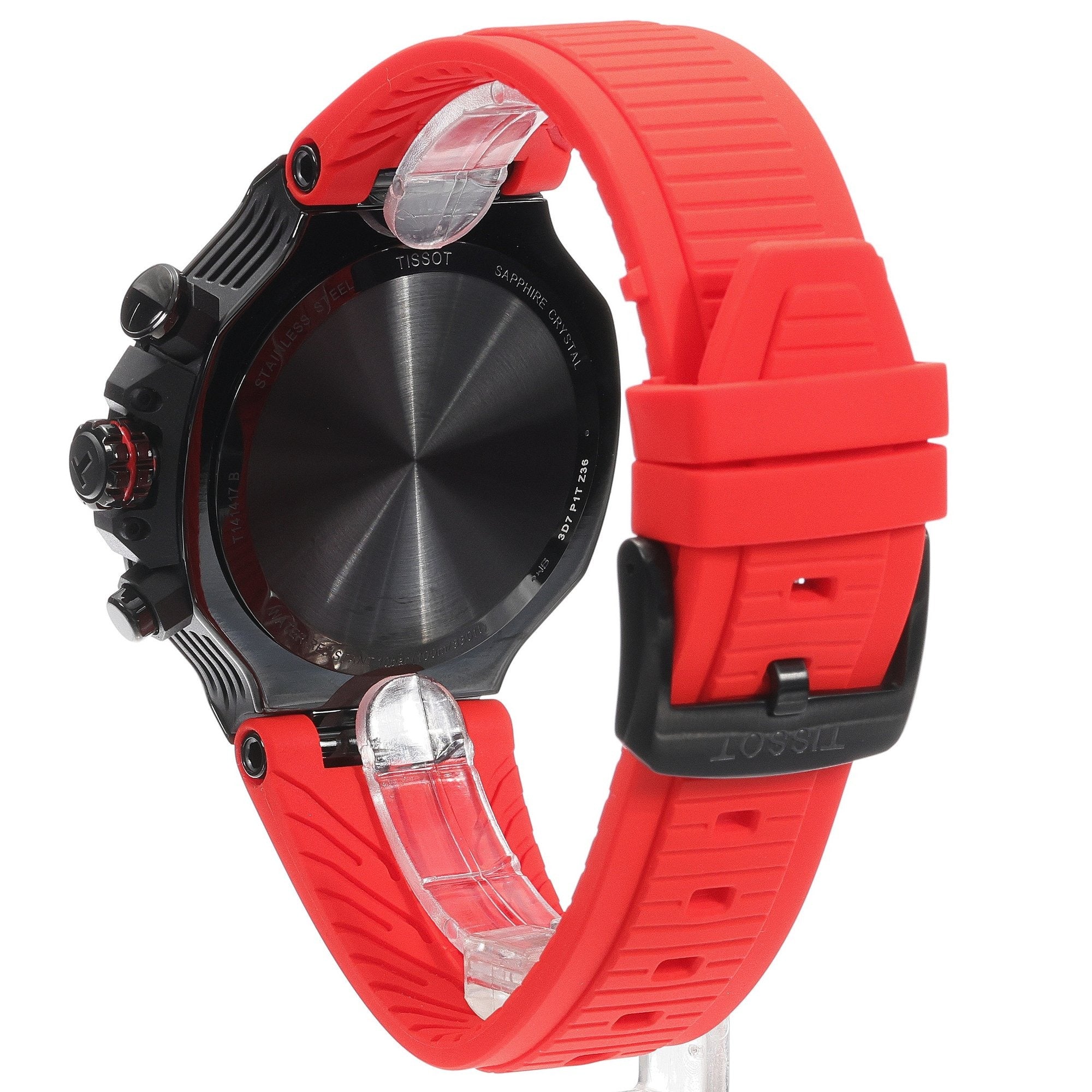 Tissot T Race Chronograph Black Dial Red Rubber Strap Watch for Men - T141.417.37.061.01