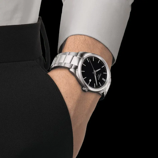 Tissot PR 100 Black Dial Silver Steel Strap Watch for Men - T150.410.11.051.00