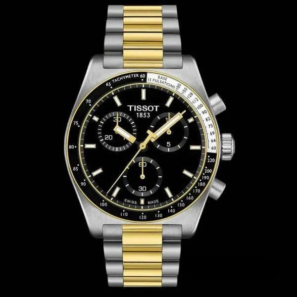 Tissot PR516 Chronograph Black Dial Two Tone Steel Strap Watch for Men - T149.417.22.051.00