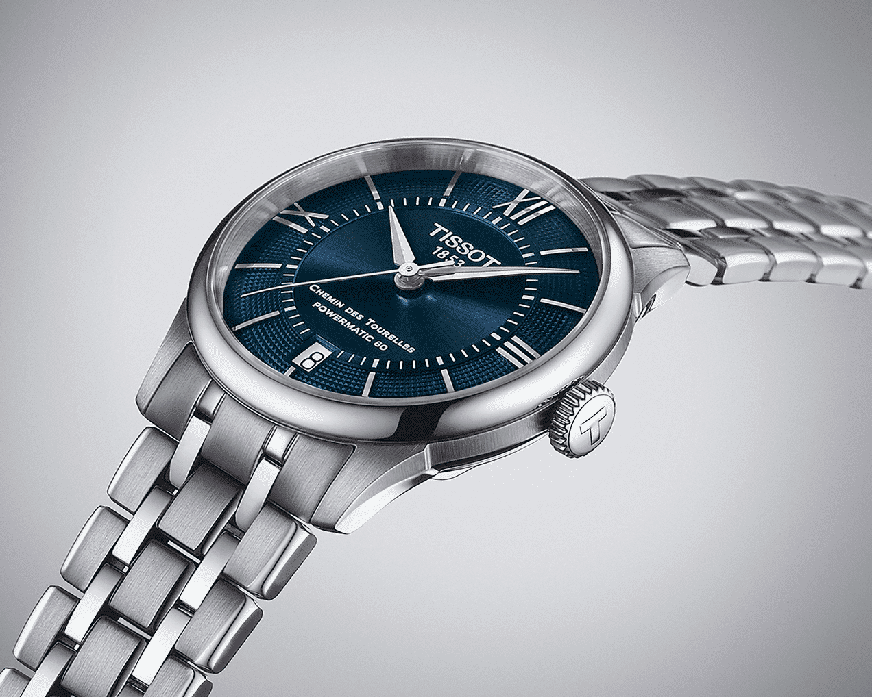Tissot Chemin Des Tourelles Powermatic 80 Blue Dial Silver Steel Strap Watch for Men - T139.407.11.048.00
