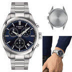 Tissot PR 100 Chronograph Blue Dial Silver Steel Strap Watch for Men - T150.417.11.041.00