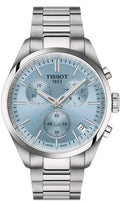 Tissot PR 100 Chronograph Light Blue Dial Silver Steel Strap Watch for Men - T150.417.11.351.00