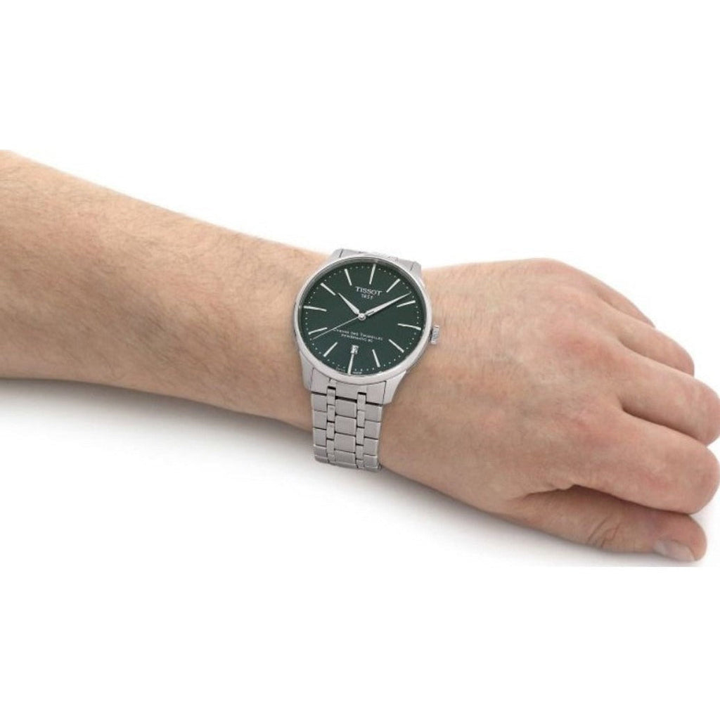 Tissot Chemin des Tourelles Powermatic 80 Green Dial Silver Steel Strap Watch for Men - T139.407.11.091.00