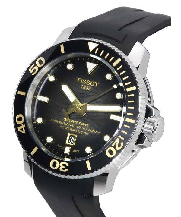 Tissot Seastar 2000 Professional Powermatic 80 Black Dial Black Rubber Strap Watch for Men - T120.607.17.441.01