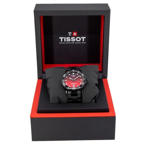 Tissot Seastar 1000 Red Dial Black Steel Strap Watch for Men - T120.410.33.421.00