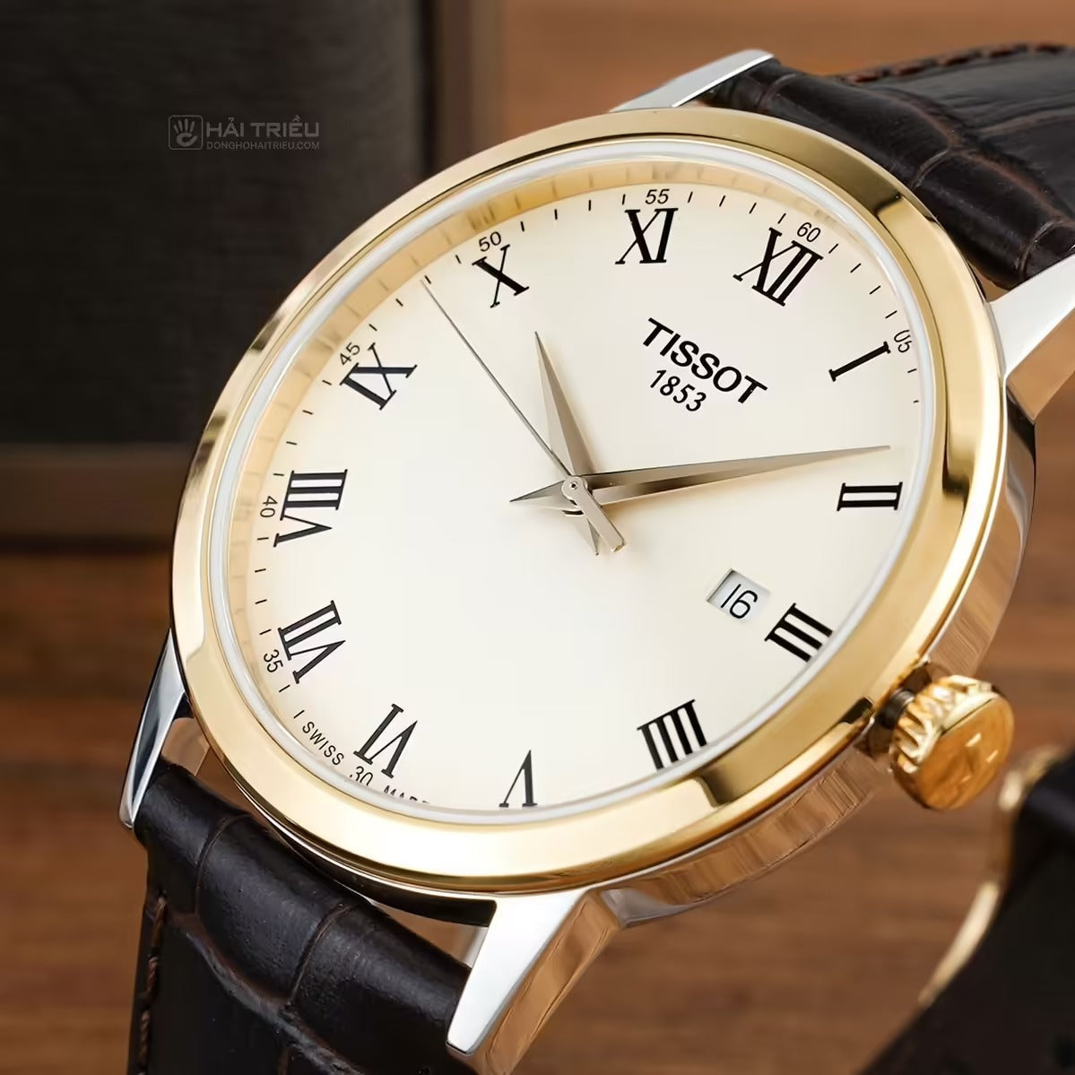 Tissot Classic Dream Ivory Dial Brown Leather Strap Watch for Men - T129.410.26.263.00