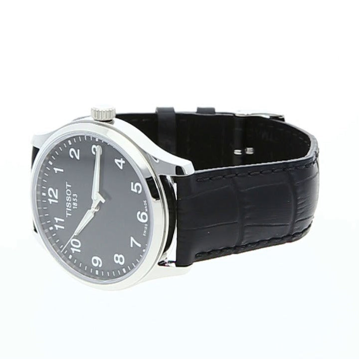 Tissot T-Sport Gent XL Black Dial Black Leather Strap Watch for Men - T116.410.16.057.00