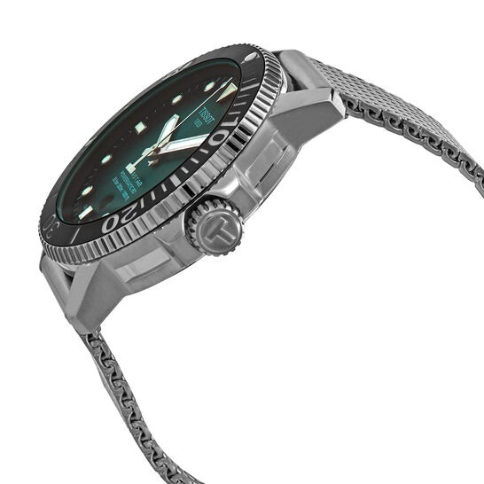 Tissot Seastar 1000 Powermatic 80 Automatic Green Dial Silver Mesh Strap Watch for Men - T120.407.11.091.00