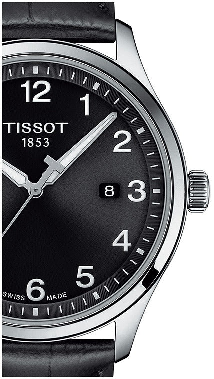 Tissot T-Sport Gent XL Black Dial Black Leather Strap Watch for Men - T116.410.16.057.00